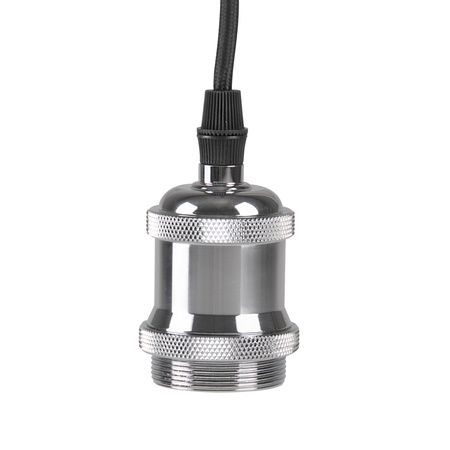 Hängelampe Aufhängung mit Lampenfassung IL MIO NOLA E27 Chrom 100 cm schwarzes Kabel