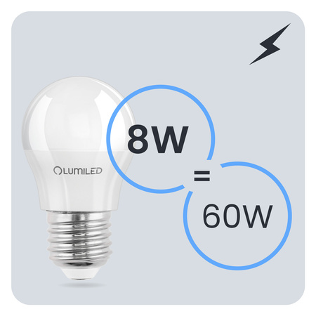 6x LED-Lampe E27 MAŁA KULKA 8W = 60W 4000K Neutrale Farbe 880lm CCD 180° LUMILED