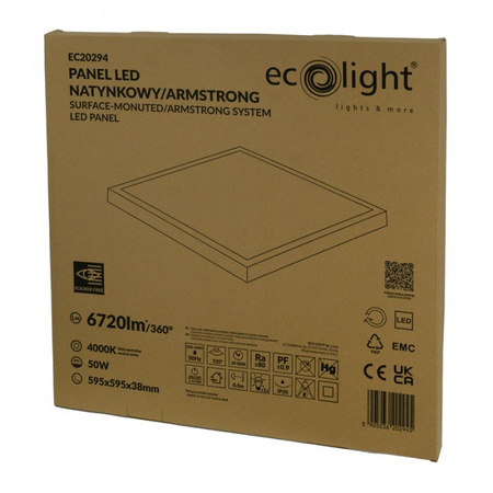 LED-Paneel 60x60 Aufputzwanne 50W 4500lm 4000K Neutralweiß Ecolight