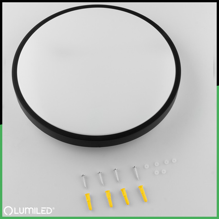 LED Decke Plafond Aufputz 24W 4000K CELIS Rund IP44 Schwarz Ring ALS LUMILED