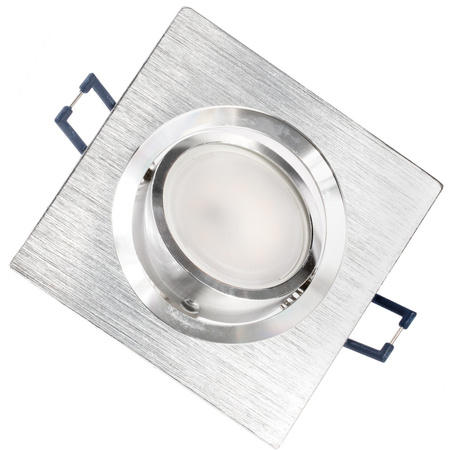 Einbaustrahler GU10, Einbauspot HALOGEN Quadrat beweglich gebürstet Silber LUMILED