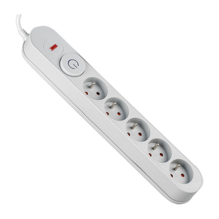 Verlängerungskabel mit Überspannungsschutz 3M 5GN Netzwerk Grau Power Strip + Schalter 