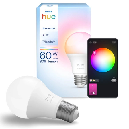 LED-Glühbirne E27 A60 8W = 60W 806lm 2200-6500K CCT + RGB SMART Smart Bluetooth ZigBee Weiß und Farbe Ambiance + Bridge Bridge Philips HUE Starter Kit