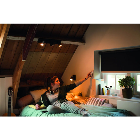 LED Spot Runner Deckenleuchte Schwarz 3x 4.2W CCT PHILIPS HUE Bluetooth Zigbee + Dimmschalter