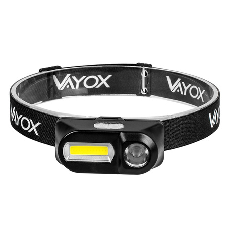 Wiederaufladbare Kopftaschenlampe 250lm XPE + COB LED 7 Modi VAYOX