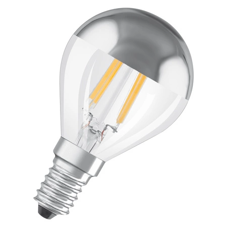 LED-Lampe P45 Ball E14 4W = 31W 350lm 2700K Warm 300° Silber Retrofit Glühfaden CLASSIC Osram