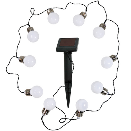 SOLAR GIRLANDE Garten DEKORATIVE Lichterkette 3,8m 10 MILKY Kugeln 3000K