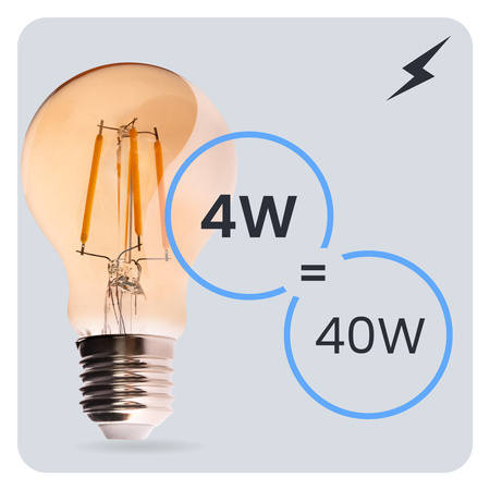 6x LED-Lampe E27 A60 4W 470LM = 40W 2000K warmweiß 360° Filament Amber LUMILED