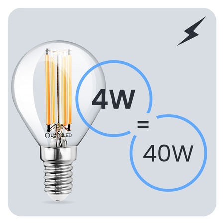 6x LED-Lampe E14 Ball P45 4W = 40W 470lm 4000K Neutral 360° FILAMENT LUMILED
