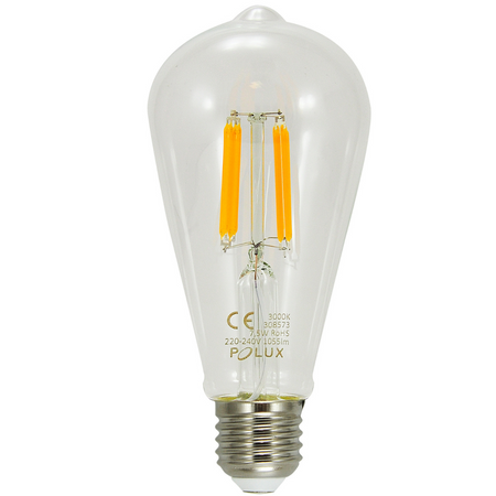 E27 ST64 LED Leuchtmittel 7,5W = 75W 1055lm 3000K Warm 360° GOLDLUX Filament (Polux)