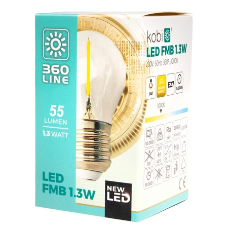 E27 G45 LED Lampen 1,3 W 55 lm 2700 K Warm 360° KOBI Filament für Girlande
