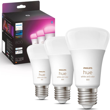 3PAK LED-Glühbirne E27 A60 6,5W CCT RGB PHILIPS HUE Weiß & COLOR Ambiente Bluetooth Zigbee