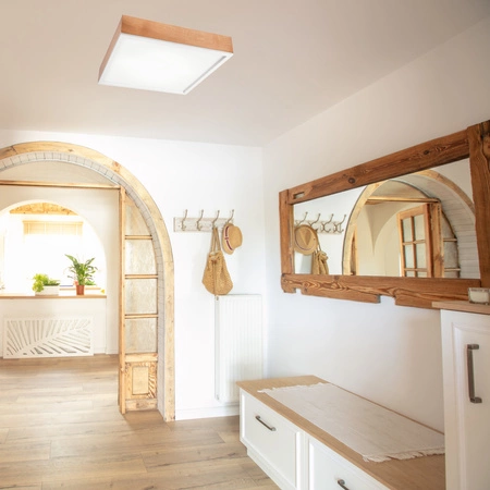 Plafond LED-Deckenleuchte SANTIAGO 4xE27 Quadratisch Eiche LD-PD-9.6 Lamkur