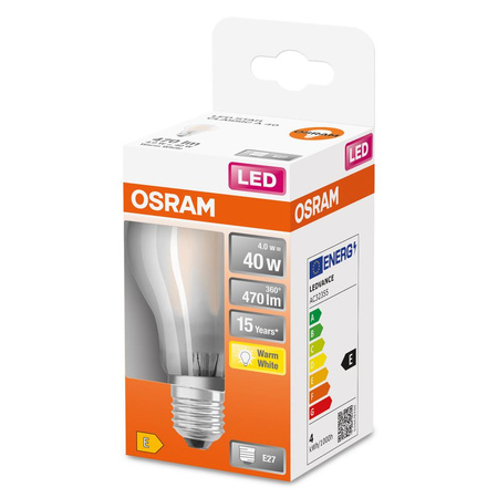 LED Leuchtmittel E27 A60 4W = 40W 470lm 2700K Wärme 320° OSRAM STAR Filament