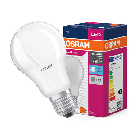 LED-Lampe E27 A60 4.9W = 40W 470lm 4000K Neutral 200° OSRAM