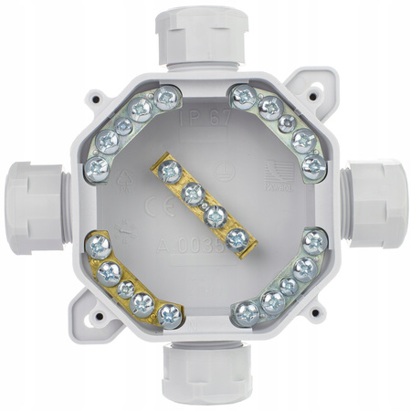 Aufputzmontierter hermetischer Installationskasten PG16 75x75x33mm Splitter mit Drosseln Grau PAWBOL