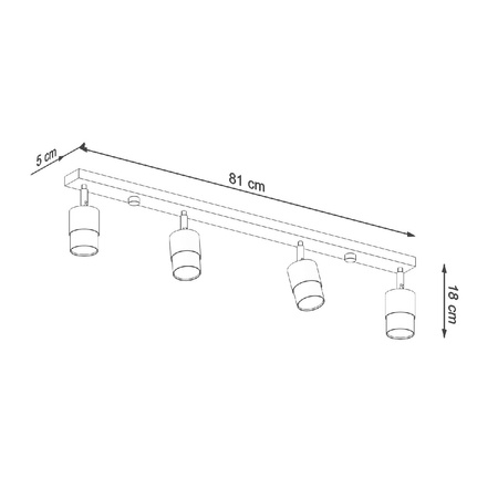 NERO Deckenleuchte 4xGU10 Reflektor Halogen Leuchte Beweglich 81cm Schwarz Gold SOLLUX