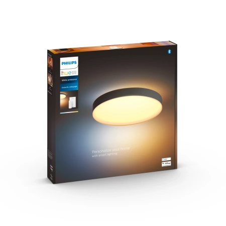 LED Plafond Deckenleuchte Enrave Schwarz 48W 55cm CCT PHILIPS HUE Bluetooth + Dimmschalter