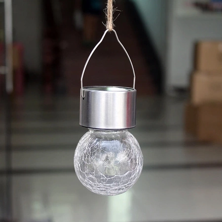 Solar LED Gartenkugel RGB hängend Glas Effekt Rissiges Glas Lampe