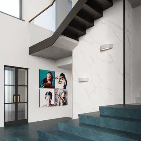 LED-Wandleuchte ATENA E27 Wandleuchte halbrund Keramik Grau SOLLUX