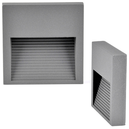 LED-Gartenanbau-Treppenleuchte 3W 60lm IP44 4000K grau quadratisch Q9 GOLDLUX (Polux)