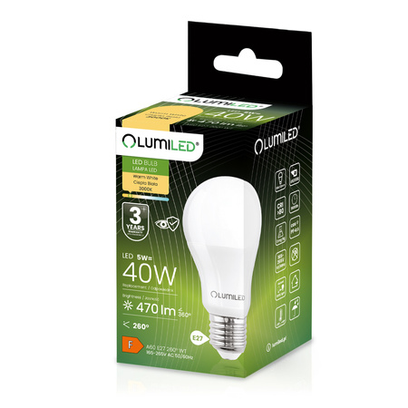 6x LED Lampen E27, Glühbirne A60 5W = 40W 470lm 260° 3000K warm LUMILED