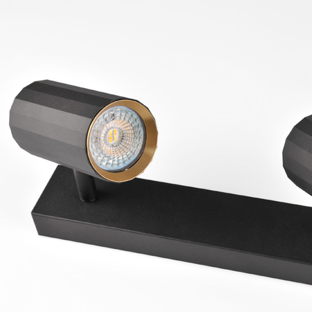 Wand- & Deckenstrahler 2x GU10 Schwarz Gold NICEA Sanico Goldlux