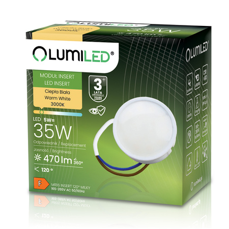 Einsatz für LED-Leuchten Modul INSERT Milchig 5W = 35W 120° 470lm 3000K Warm LUMILED