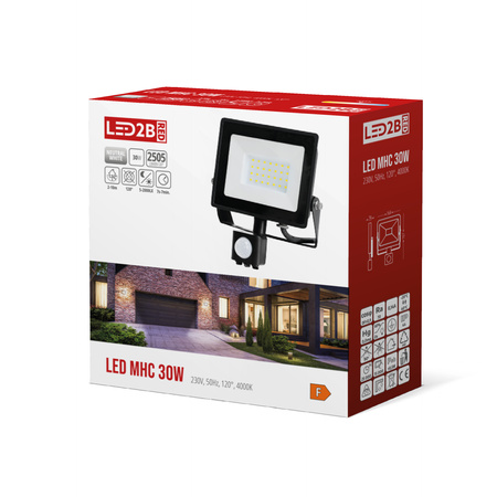 LED-Flutlicht Halogen 30W 2505lm 4000K IP65 Schwarz Bewegungsmelder MH Kobi