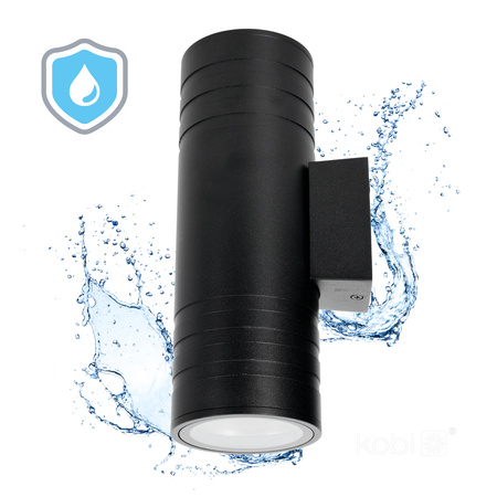 Garten Außenwandleuchte 2x GU10 IP54 Schwarz Querk Kobi