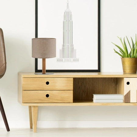 VAIO NATURE Schreibtisch Nachttischlampe Lampenschirm Beige und Schwarz Classic E27 5192 TK Lighting