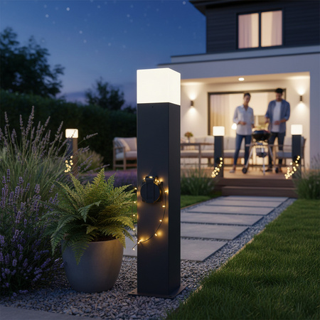 LED-Gartenlampe E27 NEW YORK TUBA Mast 44cm mit Fassung - GOLDLUX (Polux)