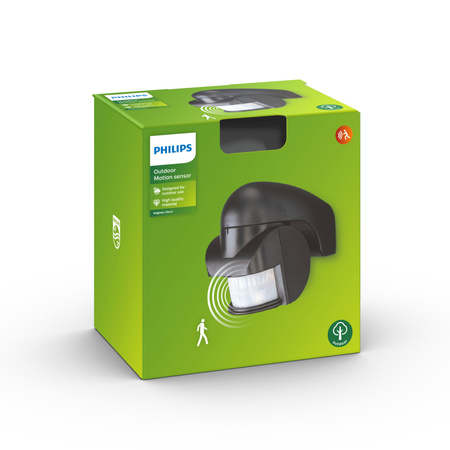 VIRGINIA Aufputz-PIR-Bewegungsmelder IP44 beweglich schwarz PHILIPS