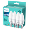 4x LED Lampen E14 B35 4.9W = 40W 470lm 4000K Neutral Milk PHILIPS