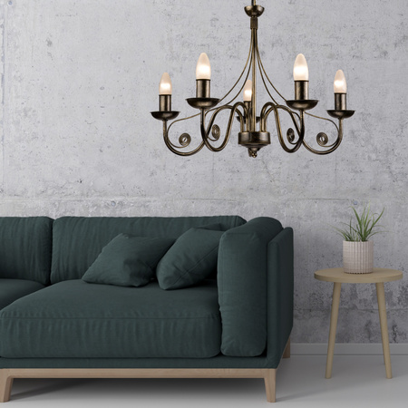 DONATO Hängelampe 5xE27 Kronleuchter Schwarz Klassisch LM-5.29 Lamkur