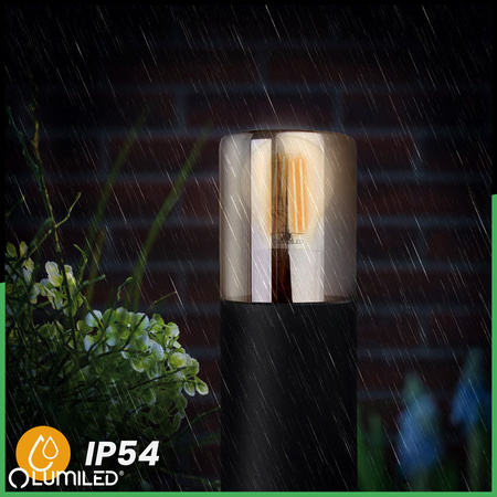 Stehende Gartenlampe für E27 Glühbirne Schwarzes Glas IP54 80 cm SALVIA LUMILED