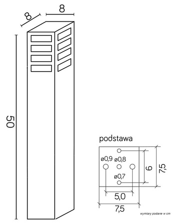 Außenstehende Gartenleuchte RADO III 2 AL E27 50cm Su-Ma