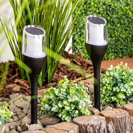 Set 4x LED Garten Fackel Solar Mast 60 cm Flamme Dämmerungssensor