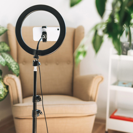 LED Stehleuchte 15W 330lm 2700-4000-6500K Warm 360° Schwarz Dimmbar SELFIE Sanico Goldlux