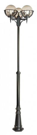 Outdoor-Gartenlampenmast LATERNE E27 Kugeln mit Korb 250 OGMWN 3 KPO 250 185-285cm schwarz Su-Ma