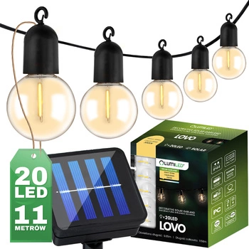 20x LED Solar Lichterkette, Außen Garten Lichterkette 11.8m 3000K warm LOVO LUMILED