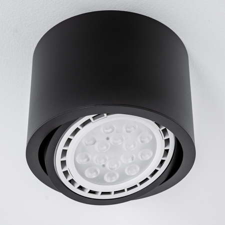 Halogen-Aufbauleuchte GU10, AR111 Aufbauspot 100mm beweglich Runde Tube Schwarz TELES LUMILED