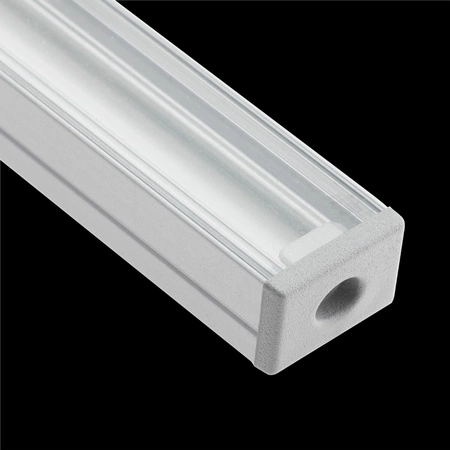 Anodisiertes Aluminium LED-Profil KM33 mit Klarglasabdeckung und Endkappen, 1m Silber LUMILED