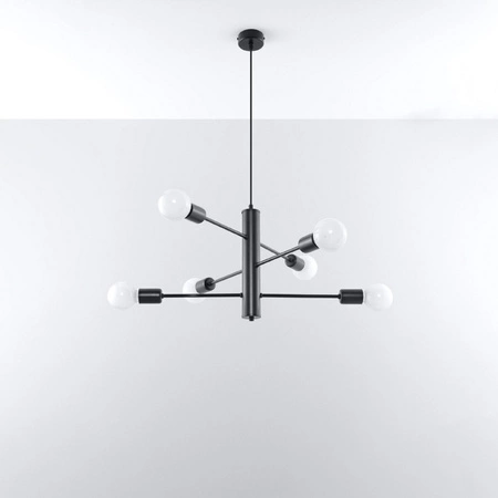 DUOMO 6 hängende Deckenleuchte 6xE27 Kronleuchter Loft schwarz SOLLUX