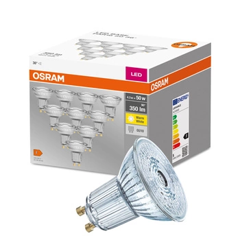 10x LED Leuchtmittel GU10 4.3W = 50W 350lm 2700K Warm 36° OSRAM