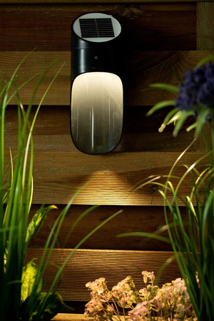 Solar-Garten-Wandleuchte LED-Fassadenleuchte 5000K Bewegungsmelder Schwarz