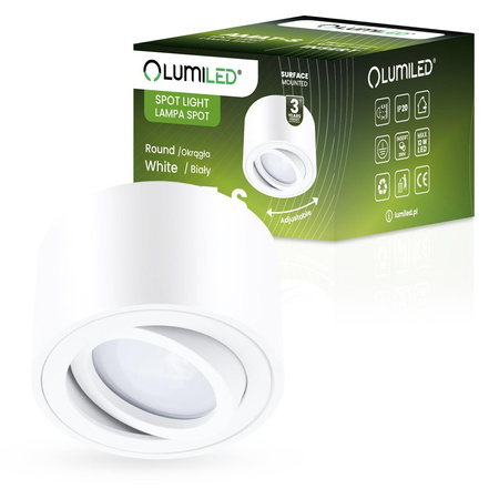 Halogen-Aufbauleuchte AMAT-S, Aufbauspot 50mm beweglich Runde Tube Weiß AMAT-S LUMILED