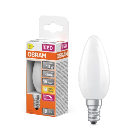 LED-Lampe B35 E14 Kerze 3.4W = 40W 470lm 2700K Warm 320° Dimmbar SUPERSTAR Osram