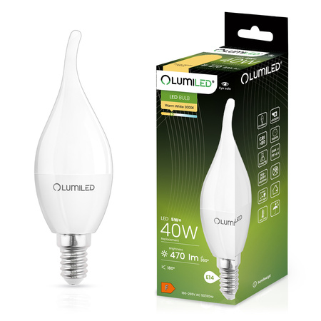 Lampen E14, Glühbirne BA35 5W = 40W 470lm 3000K 180° warm LUMILED