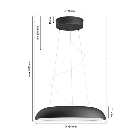 AMAZE Schwarz 25W CCT RGB PHILIPS HUE Bluetooth Zigbee Pendel-Deckenleuchte + Dimmschalter